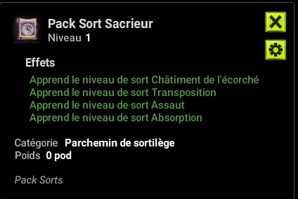 Pack Sacrieur